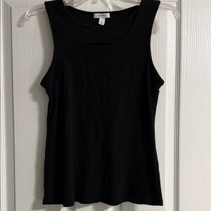 Nine West Black Sleeveless Ribbed Top